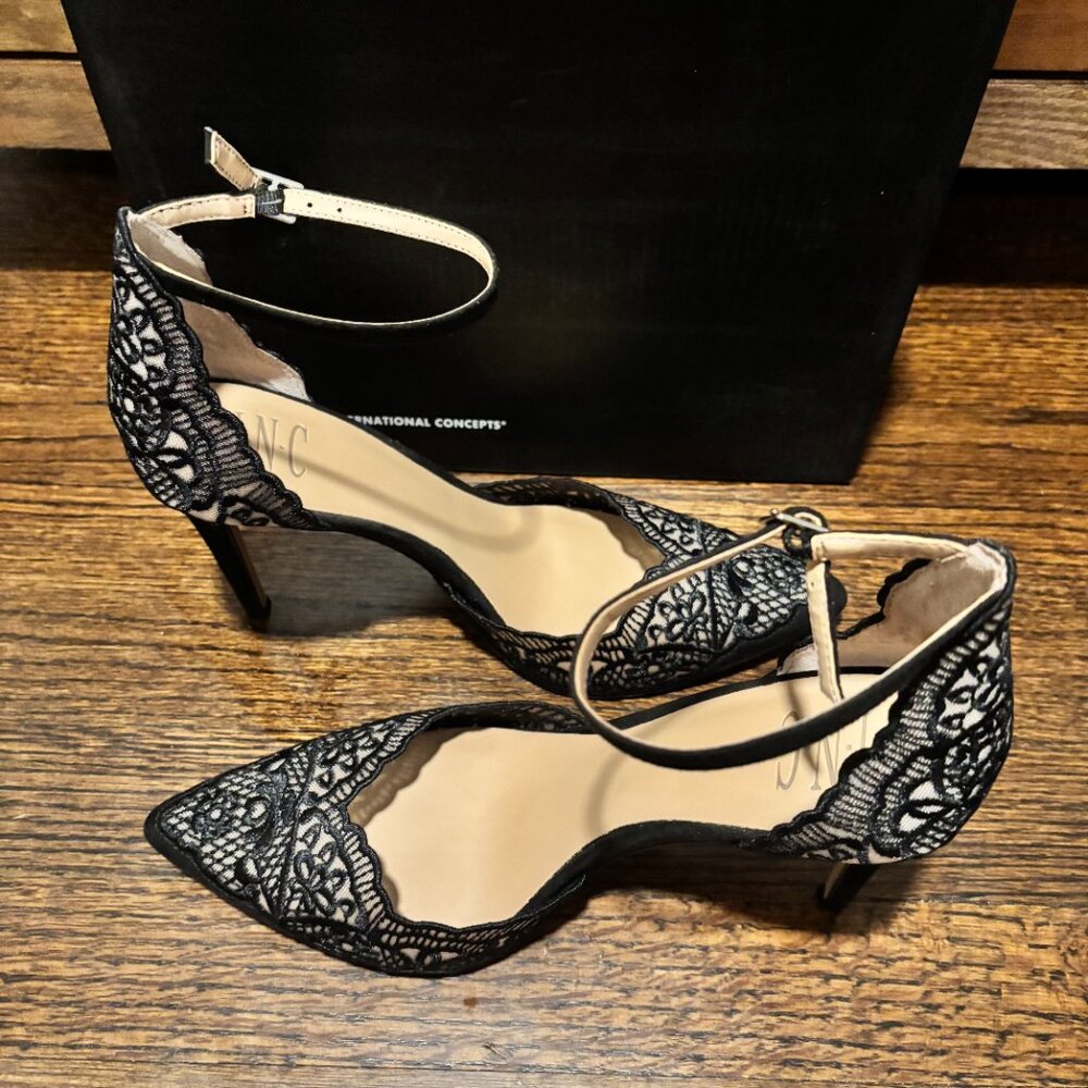 I.N.C. Women's Kinlee Two-Piece Pointed-Toe Dress Pumps Black SZ: 9M - Picture 8 of 16